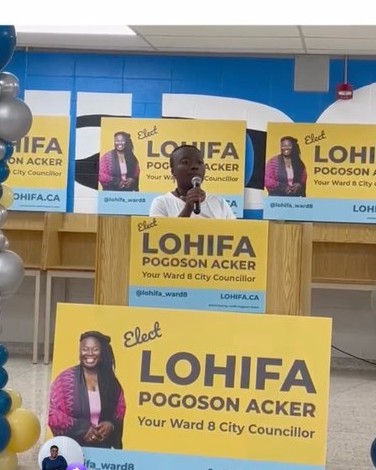 Marie-Paul performing a poem at the LOHIFA campaign charge