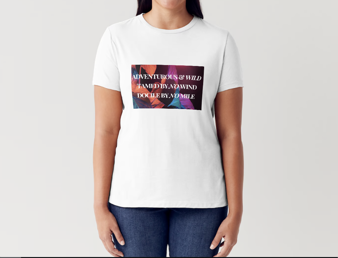 White t-shirt with Wild and Free design